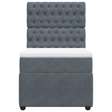 vidaXL Κρεβάτι Boxspring με Στρώμα Σκούρο Γκρι 80x200 εκ. Βελούδινο