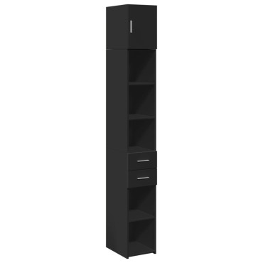 vidaXL Ντουλάπι Αποθήκευσης Στενό Μαύρο 30x42,5x225cm Επεξεργ. Ξύλο 1 τεμ.