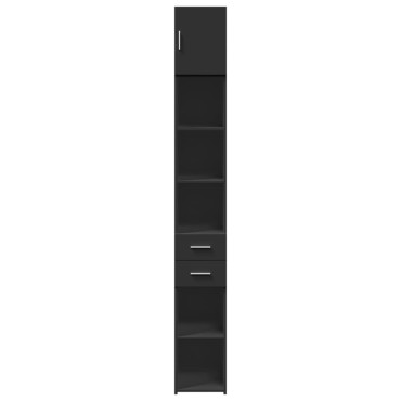 vidaXL Ντουλάπι Αποθήκευσης Στενό Μαύρο 30x42,5x225cm Επεξεργ. Ξύλο 1 τεμ.