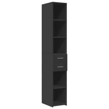 vidaXL Ντουλάπι Αποθήκευσης Στενό Μαύρο 30x42,5x225cm Επεξεργ. Ξύλο 1 τεμ.