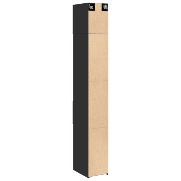 vidaXL Ντουλάπι Αποθήκευσης Στενό Μαύρο 30x42,5x225cm Επεξεργ. Ξύλο 1 τεμ.