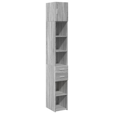 vidaXL Ντουλάπι Αποθήκευσης Στενό Γκρι 30x42,5x225cm Επεξεργ. Ξύλο 1 τεμ.