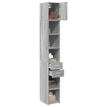 vidaXL Ντουλάπι Αποθήκευσης Στενό Γκρι 30x42,5x225cm Επεξεργ. Ξύλο 1 τεμ.