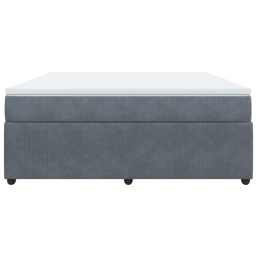 vidaXL Κρεβάτι Boxspring με Στρώμα Σκούρο Γκρι 180x200 εκ. Βελούδινο