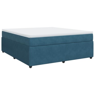 vidaXL Κρεβάτι Boxspring με Στρώμα Σκούρο Μπλε 180x200 εκ. Βελούδινο