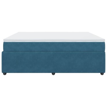 vidaXL Κρεβάτι Boxspring με Στρώμα Σκούρο Μπλε 180x200 εκ. Βελούδινο