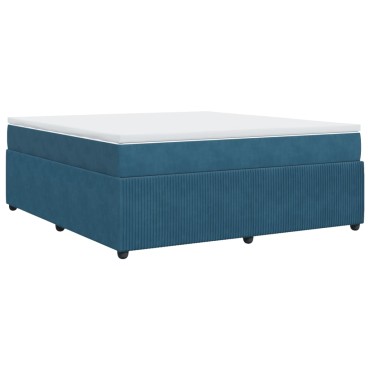vidaXL Κρεβάτι Boxspring με Στρώμα Σκούρο Μπλε 180x200 εκ. Βελούδινο