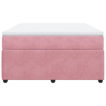 vidaXL Κρεβάτι Boxspring με Στρώμα Ροζ 160x200cm Βελούδινο 1 τεμ. - Διπλό