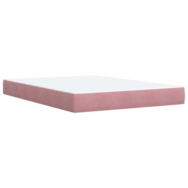 vidaXL Κρεβάτι Boxspring με Στρώμα Ροζ 160x200cm Βελούδινο 1 τεμ. - Διπλό