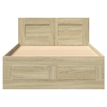 vidaXL Πλαίσιο Κρεβατιού με Κεφαλάρι Sonoma Δρυς 90x200 εκ. Επεξ. Ξύλο