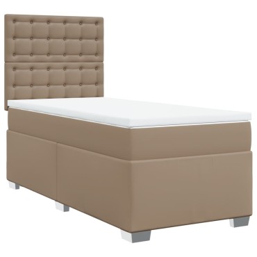 vidaXL Κρεβάτι Boxspring με Στρώμα Καπουτσίνο 100x200εκ.από Συνθ.Δέρμα