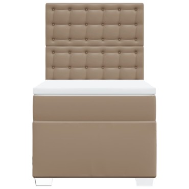 vidaXL Κρεβάτι Boxspring με Στρώμα Καπουτσίνο 100x200εκ.από Συνθ.Δέρμα