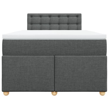 vidaXL Κρεβάτι Boxspring με Στρώμα Σκούρο Γκρι 120x200 εκ. Υφασμάτινο