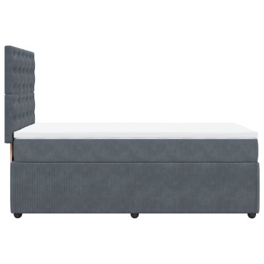 vidaXL Κρεβάτι Boxspring με Στρώμα Σκούρο Γκρι 90x200 εκ. Βελούδινο