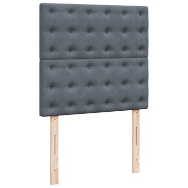 vidaXL Κρεβάτι Boxspring με Στρώμα Σκούρο Γκρι 90x200 εκ. Βελούδινο