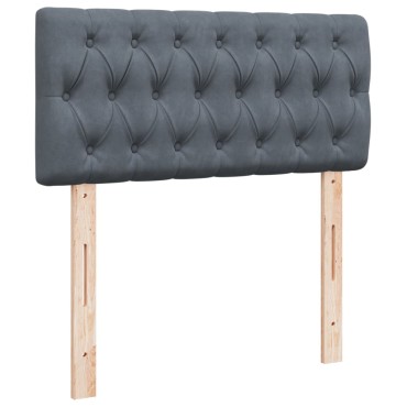 vidaXL Κρεβάτι Boxspring με Στρώμα Σκούρο Γκρι 90x200 εκ. Βελούδινο