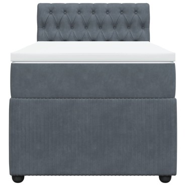 vidaXL Κρεβάτι Boxspring με Στρώμα Σκούρο Γκρι 90x200 εκ. Βελούδινο