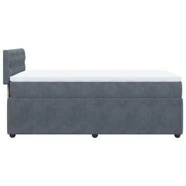 vidaXL Κρεβάτι Boxspring με Στρώμα Σκούρο Γκρι 90x200 εκ. Βελούδινο