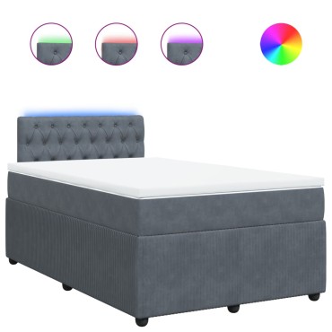 vidaXL Κρεβάτι Boxspring με Στρώμα Σκούρο Γκρι 120x190 εκ. Βελούδινο