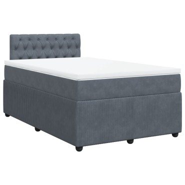 vidaXL Κρεβάτι Boxspring με Στρώμα Σκούρο Γκρι 120x200cm Βελούδινο 1 τεμ. - Μονό