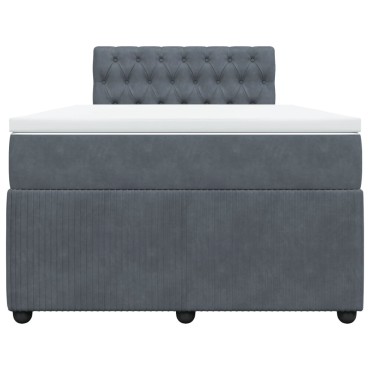 vidaXL Κρεβάτι Boxspring με Στρώμα Σκούρο Γκρι 120x200cm Βελούδινο 1 τεμ. - Μονό