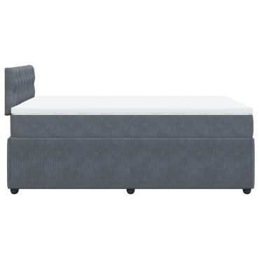 vidaXL Κρεβάτι Boxspring με Στρώμα Σκούρο Γκρι 120x200cm Βελούδινο 1 τεμ. - Μονό