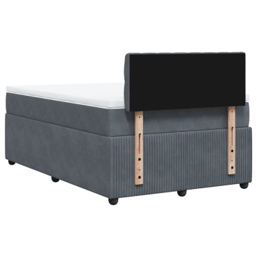vidaXL Κρεβάτι Boxspring με Στρώμα Σκούρο Γκρι 120x200cm Βελούδινο 1 τεμ. - Μονό