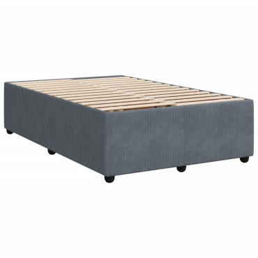 vidaXL Κρεβάτι Boxspring με Στρώμα Σκούρο Γκρι 120x200cm Βελούδινο 1 τεμ. - Μονό