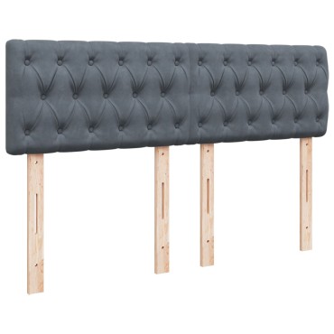 vidaXL Κρεβάτι Boxspring με Στρώμα Σκούρο Γκρι 140x190cm Βελούδινο 1 τεμ. - Μονό