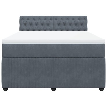 vidaXL Κρεβάτι Boxspring με Στρώμα Σκούρο Γκρι 140x190cm Βελούδινο 1 τεμ. - Μονό