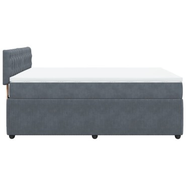 vidaXL Κρεβάτι Boxspring με Στρώμα Σκούρο Γκρι 140x190cm Βελούδινο 1 τεμ. - Μονό