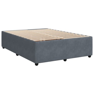 vidaXL Κρεβάτι Boxspring με Στρώμα Σκούρο Γκρι 140x190cm Βελούδινο 1 τεμ. - Μονό