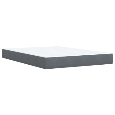 vidaXL Κρεβάτι Boxspring με Στρώμα Σκούρο Γκρι 140x190cm Βελούδινο 1 τεμ. - Μονό