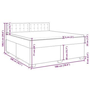 vidaXL Κρεβάτι Boxspring με Στρώμα Σκούρο Γκρι 180x200 εκ. Βελούδινο