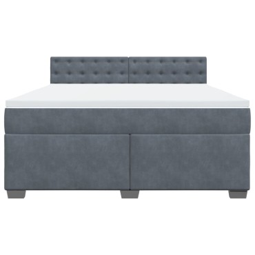 vidaXL Κρεβάτι Boxspring με Στρώμα Σκούρο Γκρι 180x200 εκ. Βελούδινο