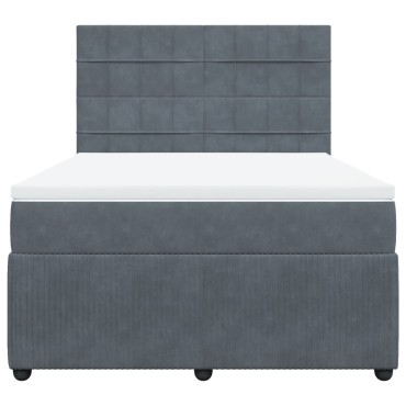 vidaXL Κρεβάτι Boxspring με Στρώμα Σκούρο Γκρι 140x190 εκ. Βελούδινο