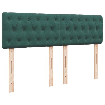 vidaXL Κρεβάτι Boxspring με Στρώμα Σκούρο Πράσινο 140x200εκ. Βελούδινο