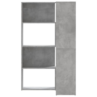 vidaXL Βιβλιοθήκη Γωνιακή 4 Επ. Γκρι Σκυροδέμ. 85x85x140cm Επεξ. Ξύλο 1 τεμ.