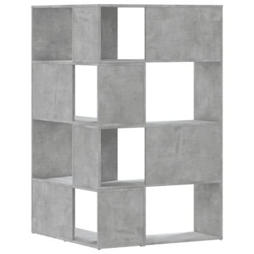 vidaXL Βιβλιοθήκη Γωνιακή 4 Επ. Γκρι Σκυροδέμ. 85x85x140cm Επεξ. Ξύλο 1 τεμ.
