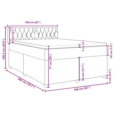 vidaXL Κρεβάτι Boxspring με Στρώμα Μπλε 160x200 εκ. Βελούδινο