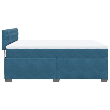 vidaXL Κρεβάτι Boxspring με Στρώμα Μπλε 160x200 εκ. Βελούδινο