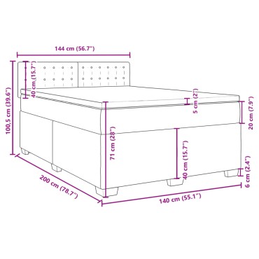 vidaXL Κρεβάτι Boxspring με Στρώμα Σκούρο Ροζ 140x200 εκ. Βελούδινο
