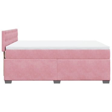 vidaXL Κρεβάτι Boxspring με Στρώμα Σκούρο Ροζ 140x200 εκ. Βελούδινο