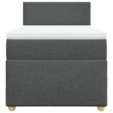 vidaXL Κρεβάτι Boxspring με Στρώμα Σκούρο Γκρι 90x200 εκ. Υφασμάτινο