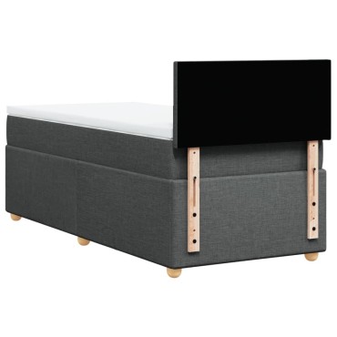 vidaXL Κρεβάτι Boxspring με Στρώμα Σκούρο Γκρι 90x200 εκ. Υφασμάτινο