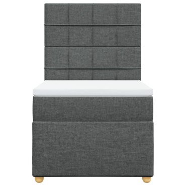 vidaXL Κρεβάτι Boxspring με Στρώμα Σκούρο Γκρι 90x200 εκ. Υφασμάτινο