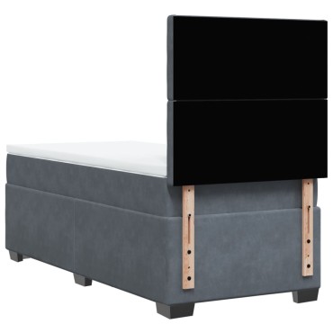 vidaXL Κρεβάτι Boxspring με Στρώμα Σκούρο Γκρι 90x200 εκ. Βελούδινο