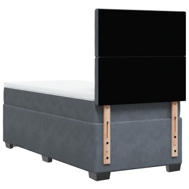 vidaXL Κρεβάτι Boxspring με Στρώμα Σκούρο Γκρι 90x200 εκ. Βελούδινο
