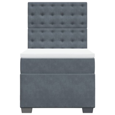 vidaXL Κρεβάτι Boxspring με Στρώμα Σκούρο Γκρι 90x200 εκ. Βελούδινο