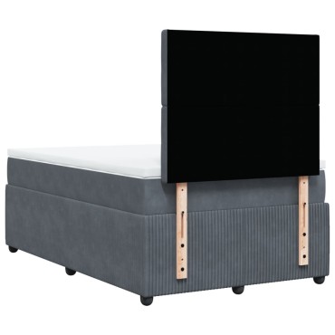 vidaXL Κρεβάτι Boxspring με Στρώμα Σκούρο Γκρι 120x190 εκ. Βελούδινο